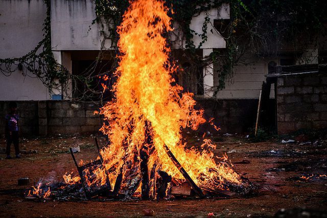 Burning pyre called Holika Dahan