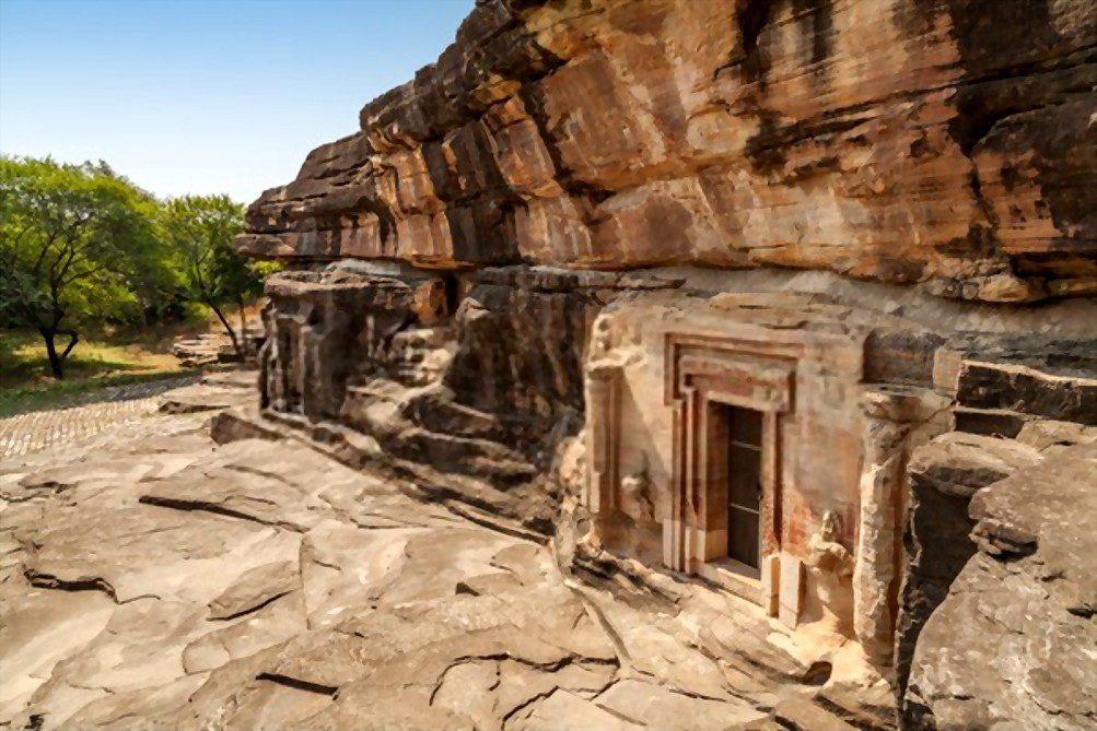 Rock cut temple cave from old Gupta period, Udaygiri, Vidisha, Madhya Pradesh