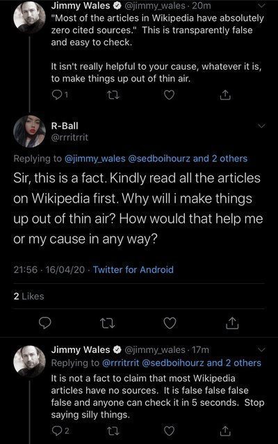 wikipeadi founder Jimmy Wales savage reply