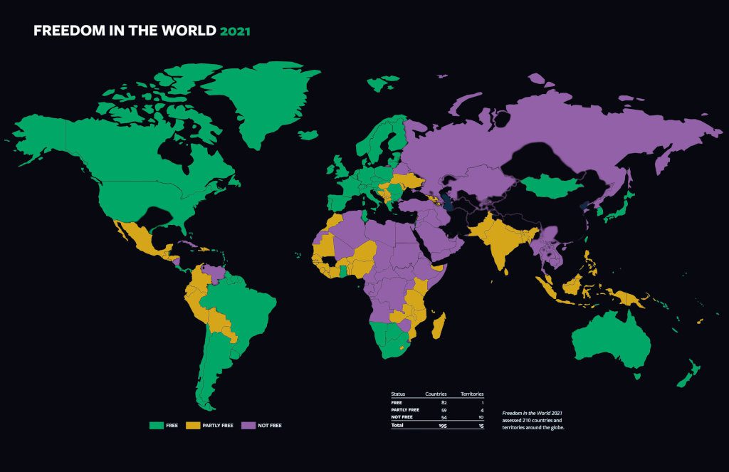 Freedom in the World 2021 Map