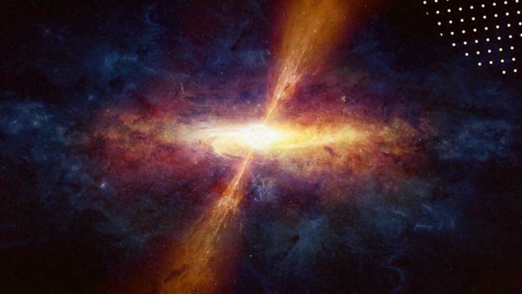 Quasars are galactic cores where gas and dust falling into a supermassive black hole