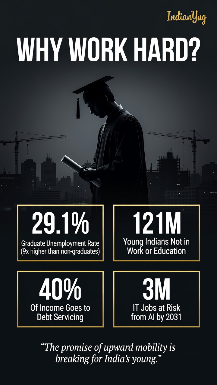 Why Work Hard infographic - India youth unemployment crisis statistics